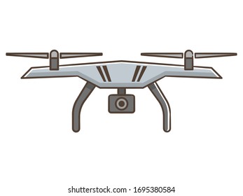 Drone with camera isolated on white background
