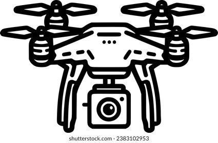 Drone con el icono de la línea de la cámara. signo de estilo lineal para concepto móvil, símbolo, vector, arte