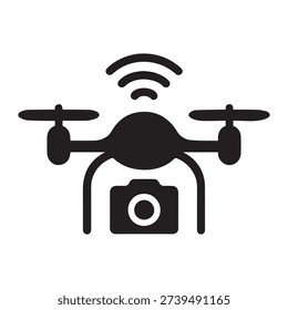 Drone Camera Line Icon – Minimal Quadcopter UAV Vector Symbol