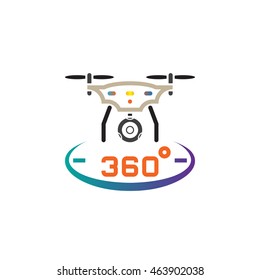 drone with camera line icon, quadcopter outline vector logo illustration, linear pictogram isolated on white