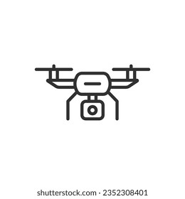 A drone with a camera, linear icon. Line with editable stroke