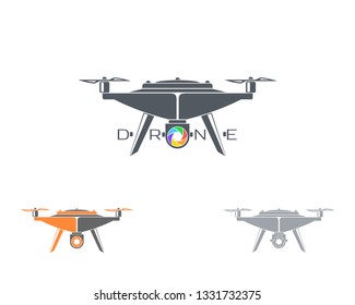 drone with camera, logo, emblem. isolated illustration, vector eps 10
