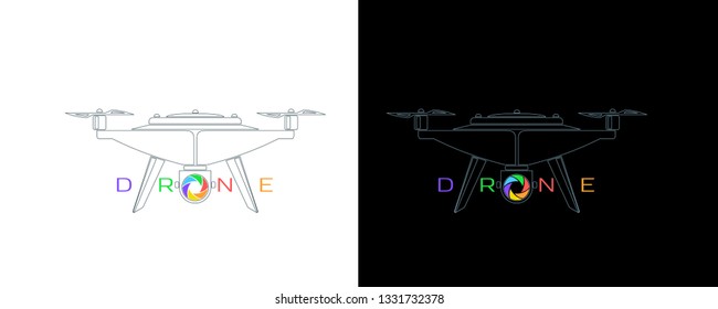 drone with camera, logo, emblem. isolated illustration, vector eps 10