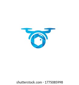 Drone camera modern logo, unmanned aircraft symbol vector illustration design.