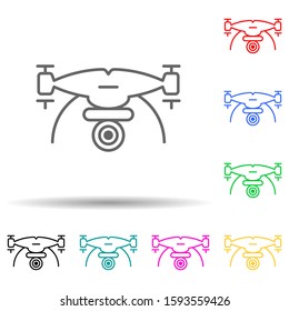 drone with camera multi color style icon. Simple thin line, outline vector of drones icons for ui and ux, website or mobile application