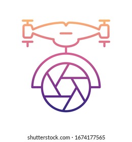 Drohne mit Kamera-Nolan-Symbol. Einfache dünne Linie, Vektorillustration von Dronen-Symbolen für i und ux, Website oder mobile Applikationen