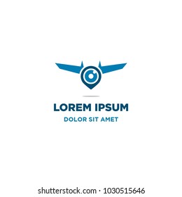 drone, camera and pin logo icon vector