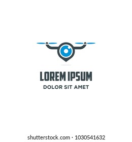 drone, camera and pin logo icon vector
