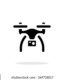 Drone with camera simple icon on white background. Vector illustration.