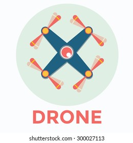 Drone with a camera taking photography or video recording,vector illustration.