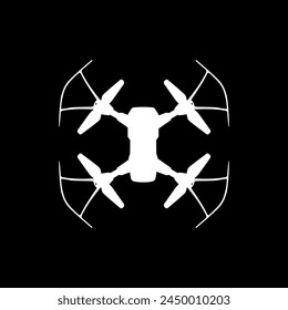 Drone cámara o UAV silueta, estilo plano, puede utilizar para la ilustración de arte, App, Sitio web, pictograma, logotipo Gram, o elemento de Diseño gráfico. Ilustración vectorial 