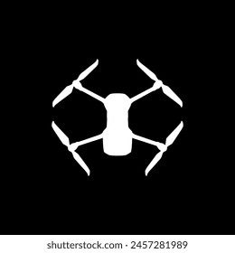 Drone cámara o UAV silueta, estilo plano, puede utilizar para la ilustración de arte, App, Sitio web, pictograma, logotipo Gram, o elemento de Diseño gráfico. Ilustración vectorial 