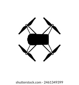 Drone cámara o UAV silueta, estilo plano, puede utilizar para la ilustración de arte, App, Sitio web, pictograma, logotipo Gram, o elemento de Diseño gráfico. Ilustración vectorial 