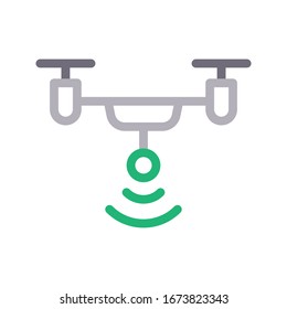 drone with camera vector color  line  icon 