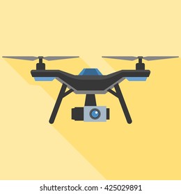 Drone with camera vector, flat design