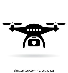 Drone with camera vector icon isolated on white background