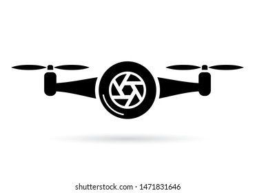 Drone with camera vector icon on white background