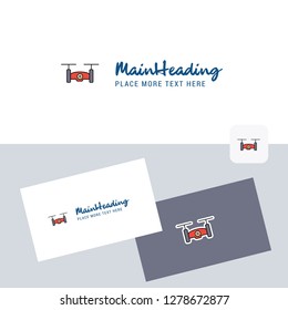 Drone camera vector logotype with business card template. Elegant corporate identity. - Vector