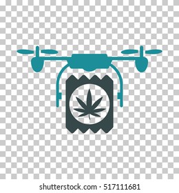 Drone Cannabis Delivery EPS vector pictograph. Illustration style is flat iconic bicolor soft blue symbol.