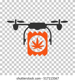 Drone Cannabis Delivery EPS vector pictograph. Illustration style is flat iconic bicolor orange and gray symbol.