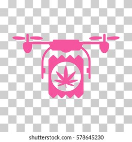 Drone Cannabis Delivery icon. Vector illustration style is flat iconic symbol, pink color, transparent background. Designed for web and software interfaces.