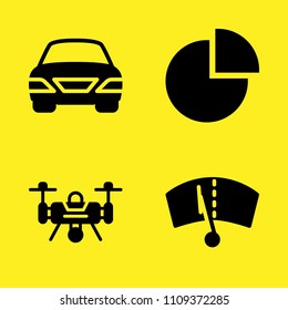 drone, car, pie chart and windshield vector icon set. Sample icons set for web and graphic design