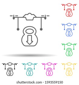 drone with cargo multi color style icon. Simple thin line, outline vector of drones icons for ui and ux, website or mobile application