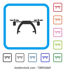 Drone Carrier icon. Flat gray iconic symbol inside a light blue rounded rectangle. Black, gray, green, blue, red, orange color variants of Drone Carrier vector.