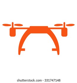 Drone Carrier vector icon. Style is flat symbol, orange color, rounded angles, white background.
