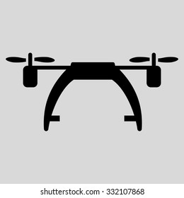 Drone Carrier vector icon. Style is flat symbol, black color, rounded angles, light gray background.