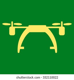 Drone Carrier vector icon. Style is flat symbol, yellow color, rounded angles, green background.