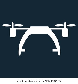 Drone Carrier vector icon. Style is flat symbol, white color, rounded angles, dark blue background.
