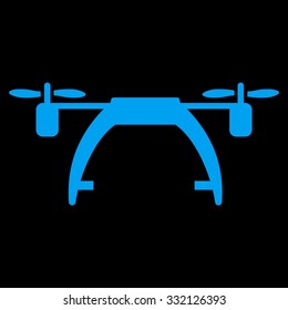 Drone Carrier vector icon. Style is flat symbol, blue color, rounded angles, black background.