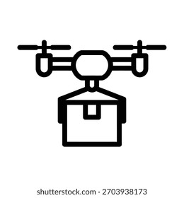 Un dron lleva un paquete.