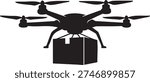 Drone carrying a package with four rotors and six legs