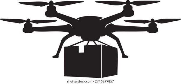 Drone carrying a package with four rotors and six legs