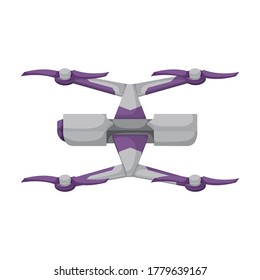 Drone cartoon vector icon.Cartoon vector illustration quadcopter. Isolated illustration of drone icon on white background.