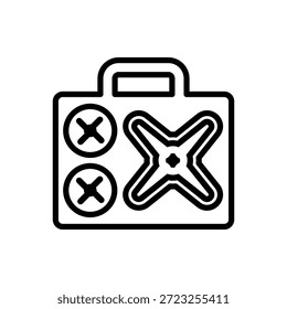 Ícone de caso de drone, gráficos de vetor de linha
