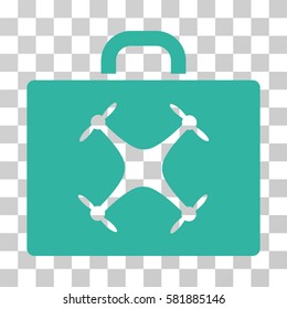 Drone Case vector icon. Illustration style is a flat iconic cyan symbol on a transparent background.