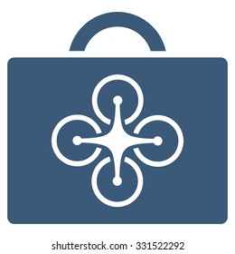Drone Case vector icon. Style is flat symbol, blue color, rounded angles, white background.