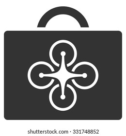 Drone Case vector icon. Style is flat symbol, gray color, rounded angles, white background.