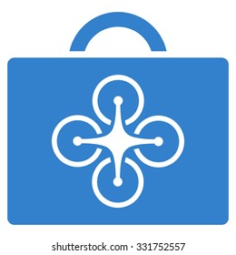 Drone Case vector icon. Style is flat symbol, cobalt color, rounded angles, white background.