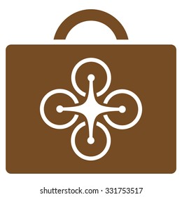 Drone Case vector icon. Style is flat symbol, brown color, rounded angles, white background.