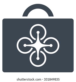 Drone Case vector icon. Style is flat symbol, smooth blue color, rounded angles, white background.