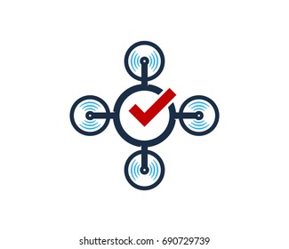 Drone Check Icon Logo Design Element