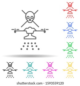drone with chemical elements multi color style icon. Simple thin line, outline vector of drones icons for ui and ux, website or mobile application