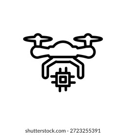 Icono de chip de dron, gráficos de Vector de línea