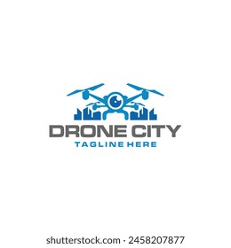 drone city vector logo. white background