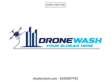 Drone cleaning building service company modern logo vector