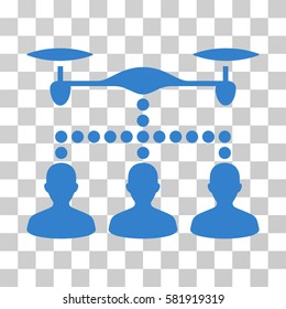 Drone Clients Connection vector pictograph. Illustration style is a flat iconic cobalt symbol on a transparent background.